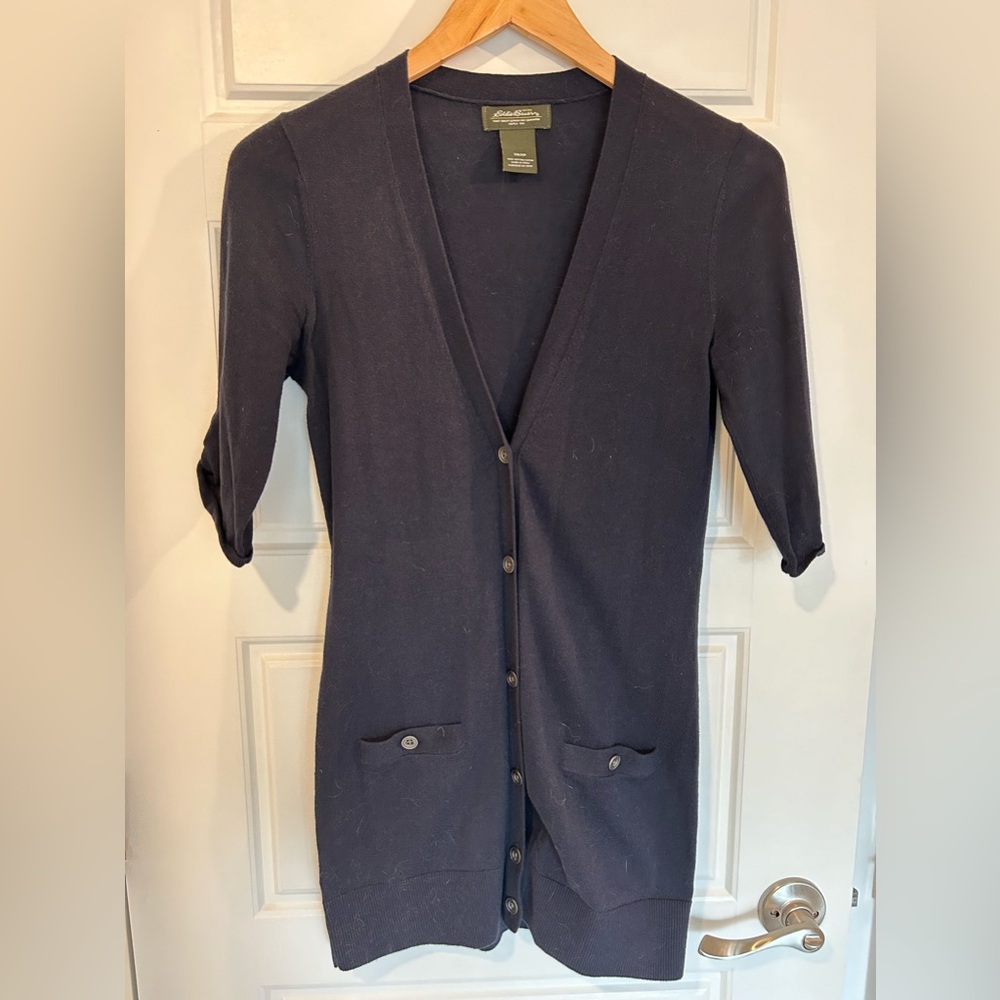Eddie Bauer Navy Blue tunic cardigan